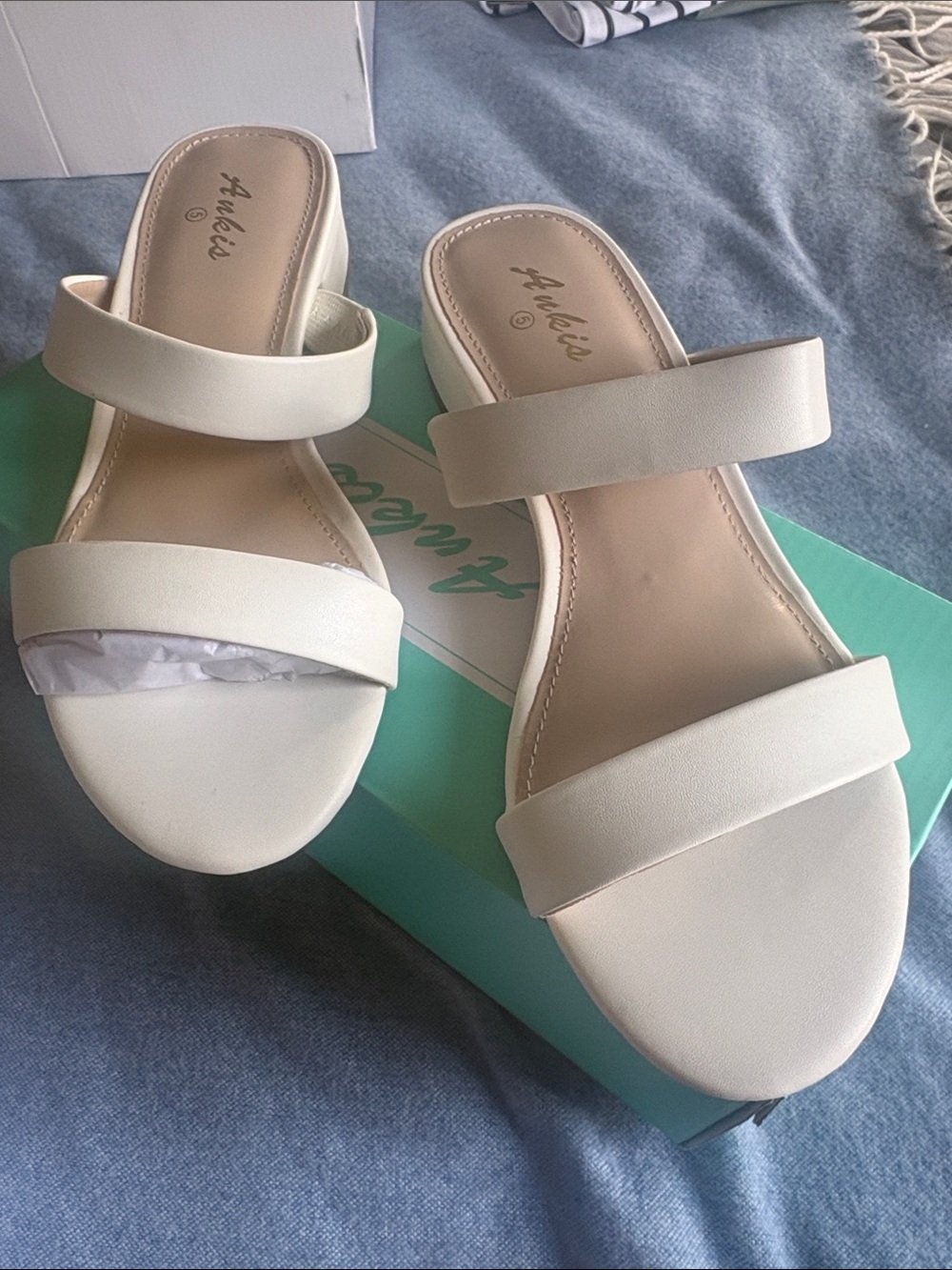 White Double-Strap Slide Sandals for Women non leather